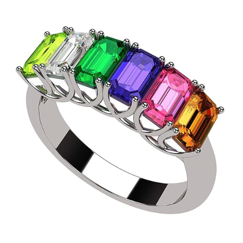 Lucita Mothers Ring with 3 simulated birthstones.