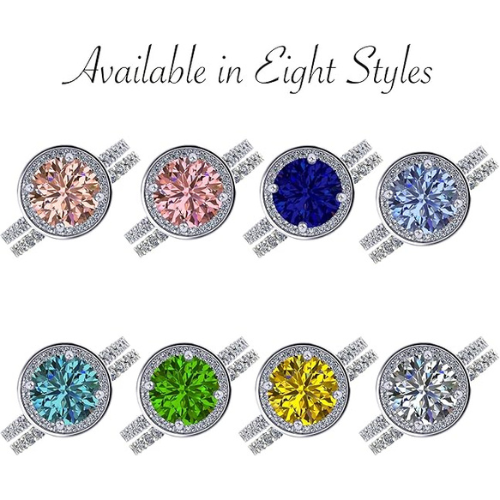 NANA Jewels Sterling Silver Round Cut Wedding Set Engagement Rings for Women - Choose Simulated Morganite, Citrine, Aquamarine & More