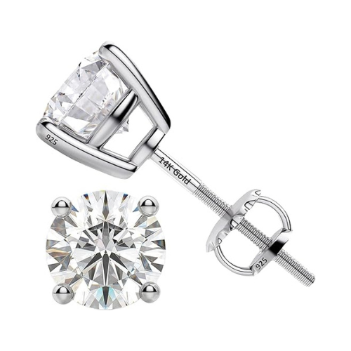 Close-up of a 0.20ct CVD diamond stud with friction post.