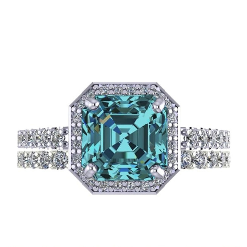 NANA Jewels Sterling Silver Asscher Cut Wedding Set Engagement Rings for Women - Choose Simulated Morganite, Citrine, Aquamarine & More