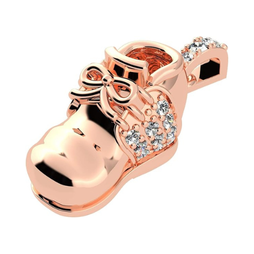 Detail of the tiny baby shoe design with gem.