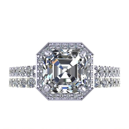 NANA Jewels Sterling Silver Asscher Cut Wedding Set Engagement Rings for Women - Choose Simulated Morganite, Citrine, Aquamarine & More