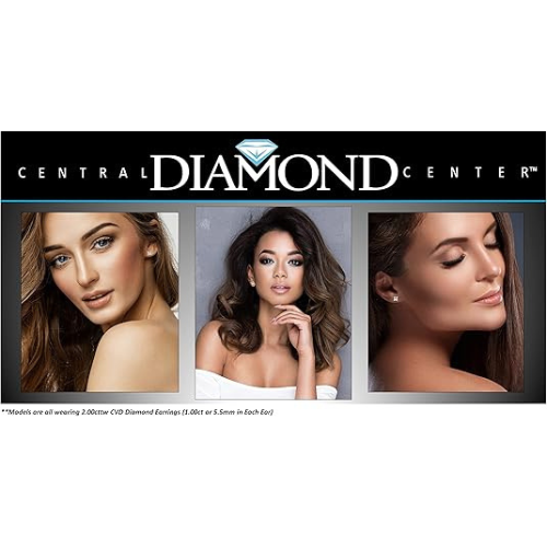 Front view of sparkling lab grown diamond studs.