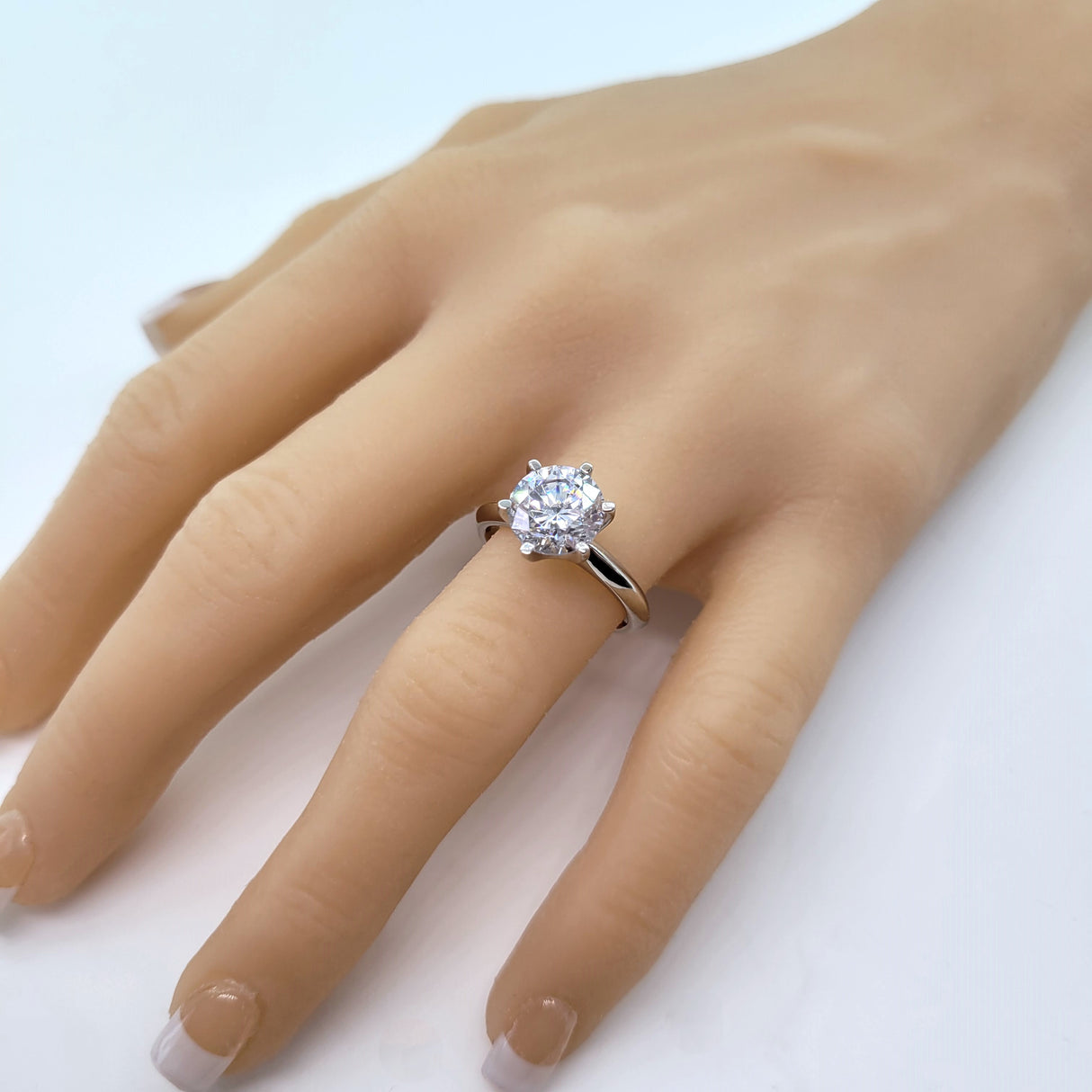 NANA Jewels Matrix Simulated Diamond Engagement Ring Solitaire 1 to 4 carat in Silver 10k & 14k Gold