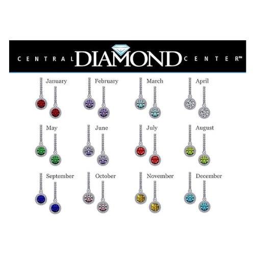 Halo Birthstone Dangle Earrings w/ Pure Brilliance Zirconia Accent Gemstones in Sterling Silver for Women