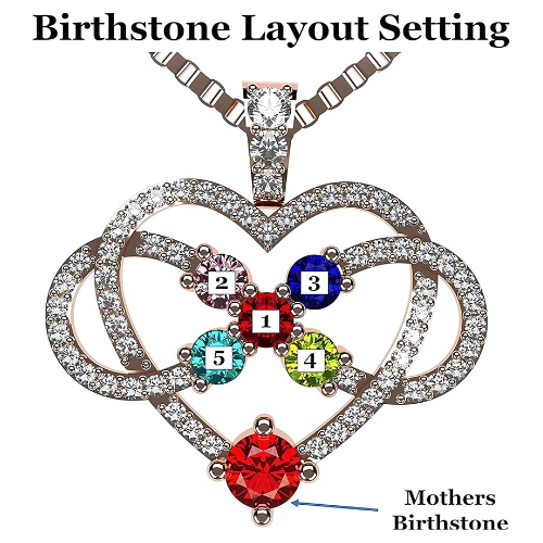 Close-up of 14K Gold Mother Child pendant with gems.