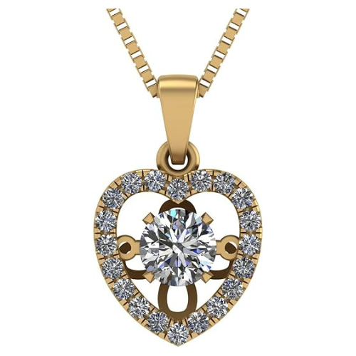 Close-up: "dancing" gemstone movement in sterling silver heart.