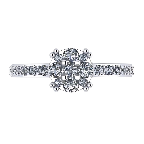 Close-up of the 9 stone cluster setting