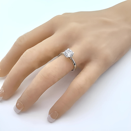 "Heart & Soul" solitaire ring with a brilliant round cut stone.