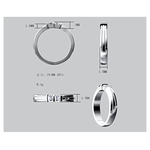 Close-up of 14K Gold princess cut couples ring.