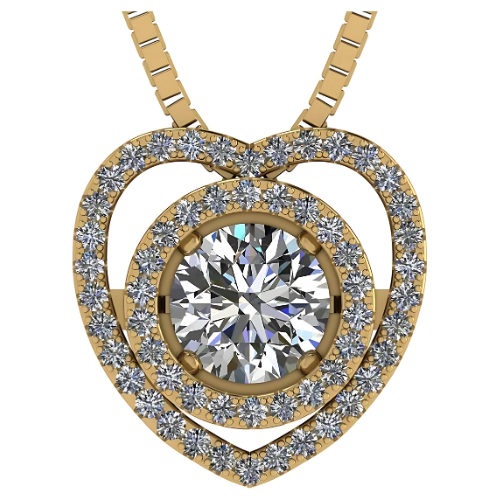 Close-up: "dancing" gemstone movement in heart with circle.