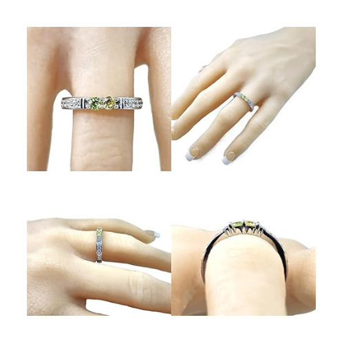 Central Diamond Center Shared Prong w/ Sides Couple 2 Stone Ring w/ Simulated Birthstones in Silver, 10K or 14k Gold