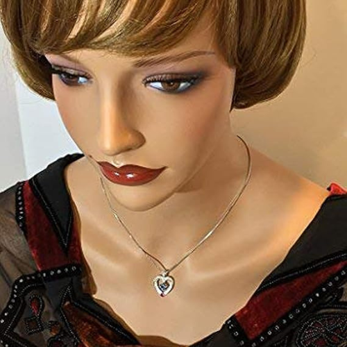 Central Diamond Center Couples 2 Stone Heart Pendant w/ Simulated Birthstones, Includes 0.8mm 22" Adj. Box Chain