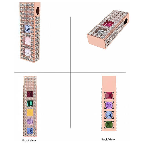 Close-up of 14K Gold Mothers Pendant with CZs.