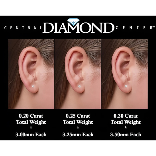 Central Diamond Center Round Cut CVD Lab-grown Diamond Stud Earrings 14K solid Gold from 0.20ct to 2.00ct E-F VS-SI
