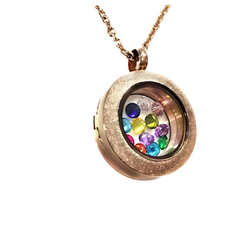 Mother's locket with birthstones for each month.