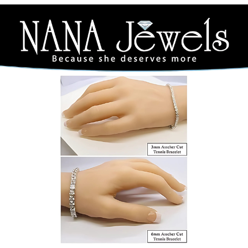 Nana Jewels Pure Brilliance Zirconia Asscher Cut Tennis Bracelet, 7" Or 8" In Gold Plated Sterling Silver, 13.00Ctw-53.00Ctw