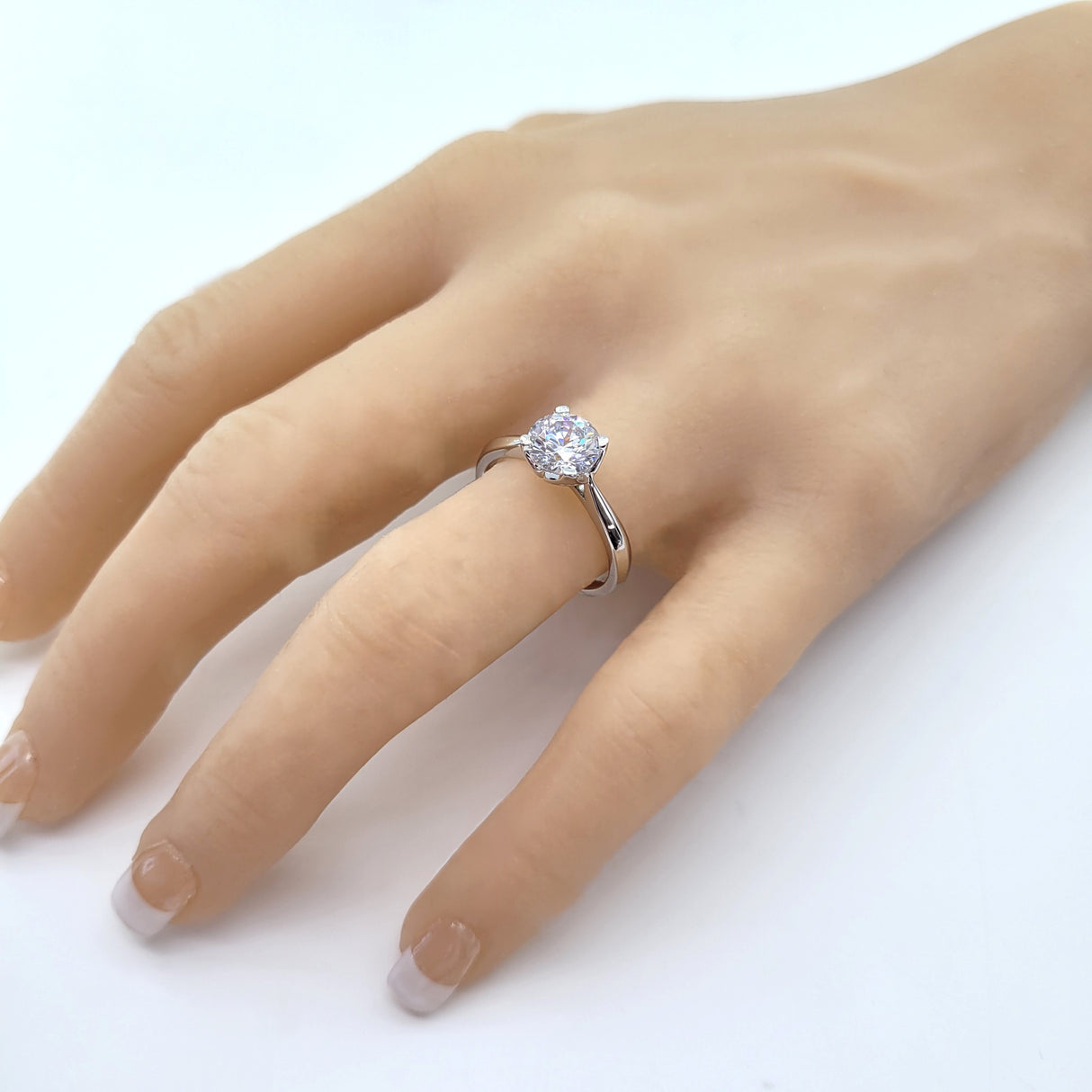 NANA Jewels 2.00ct-3.00ct Simulated Diamond Zirconia Engagement Ring Round Cut Heart & Soul Solitaire Sterling Silver
