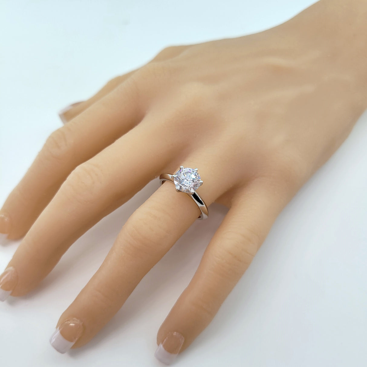 NANA Jewels Matrix Simulated Diamond Engagement Ring Solitaire 1 to 4 carat in Silver 10k & 14k Gold