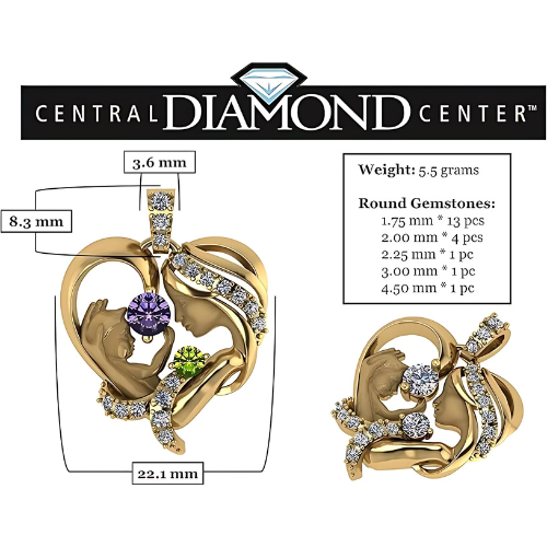 Mom & Me necklace with a heart-shaped pendant.