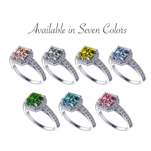 NANA Jewels Sterling Silver Asscher Cut Engagement Rings for Women - Choose Simulated Morganite, Citrine, Aquamarine & More