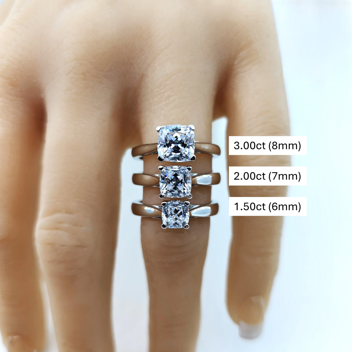 NANA Jewels 1.00-4.00ct Lucita Cushion & Princess Cut Solitaire Wedding Engagement Ring Series, 10K Gold w/Cubic Zirconia Simulated Diamond(B)