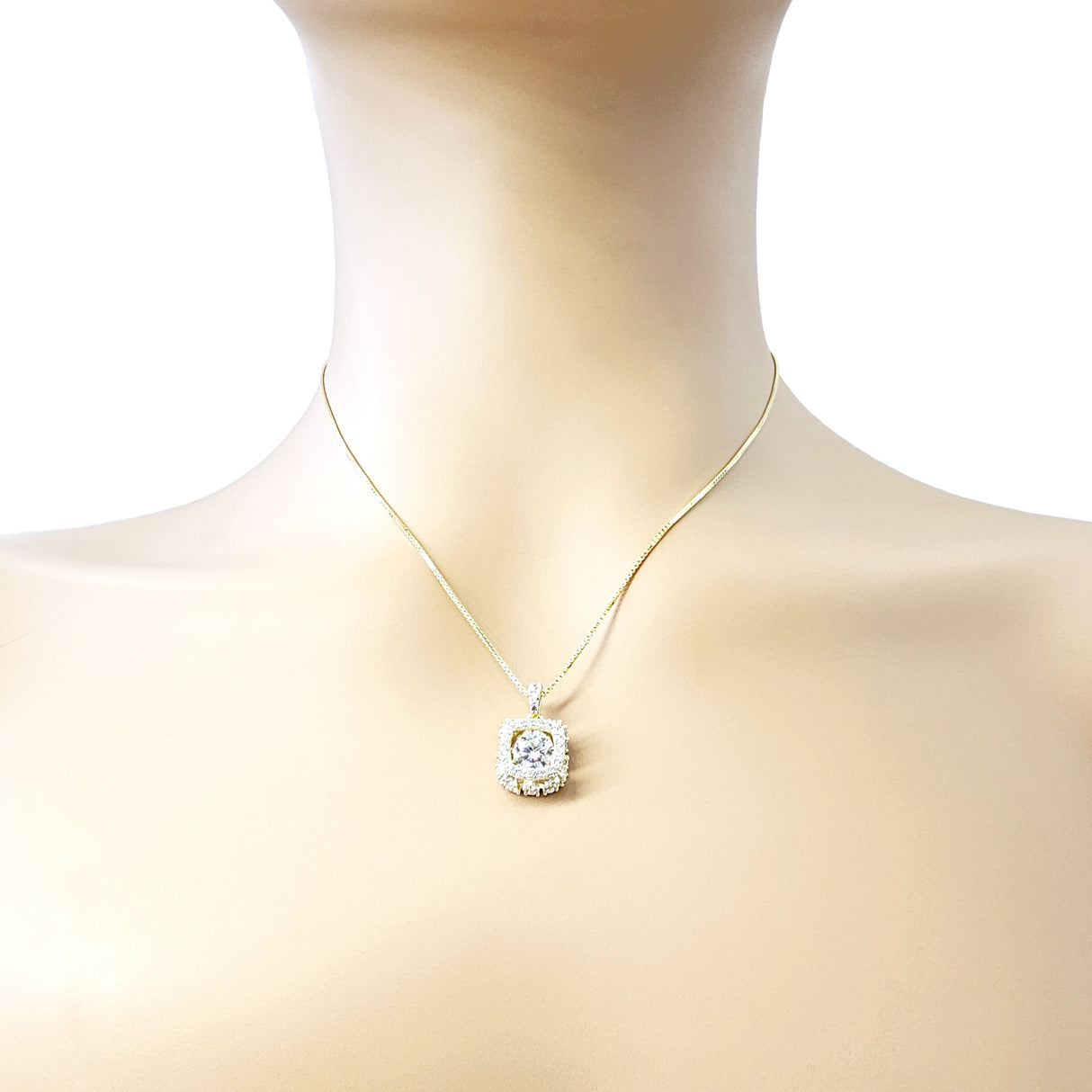 Rhombus Dancing Gemstone Necklace for Women in 925 Sterling Silver & Pure Brilliance Zirconia