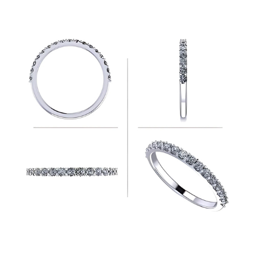 The 3/8 cttw lab-grown diamond wedding ring sparkling.