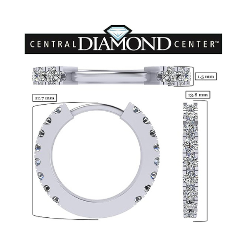 Round Huggie Hoop Earrings Pure Brilliance Zirconia in Solid 925 Sterling Silver For Women, Men, & Teens