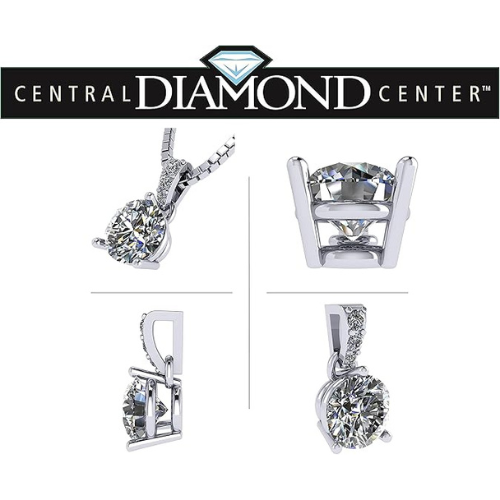 Model wearing a sterling silver simulated diamond necklace.