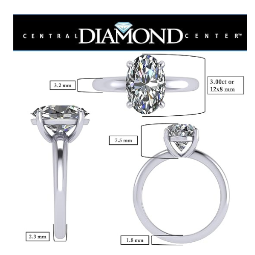 VOUS 3 carat Simulated Diamond Solitaire Engagement Rings Assorted shapes in Solid Sterling Silver & CZ
