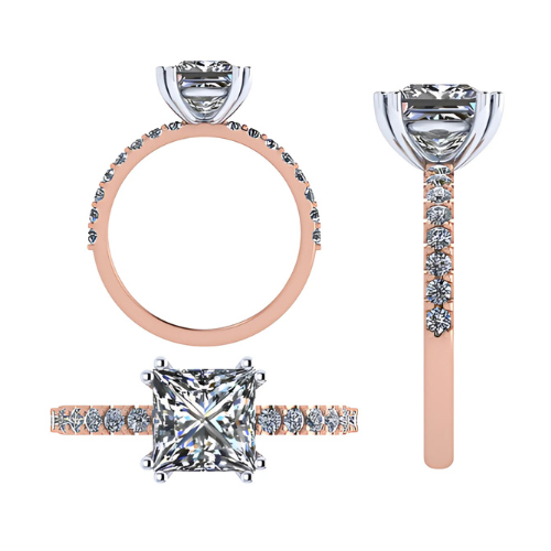 NANA Jewels 1.5-3CT Platinum Plated Sterling Silver Rings CZ Cubic Zirconia Princess Cut Engagement Rings | 10K 14K Solid Gold