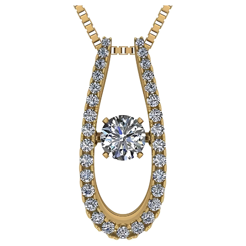 Close-up: "dancing" gemstone movement in U shape.