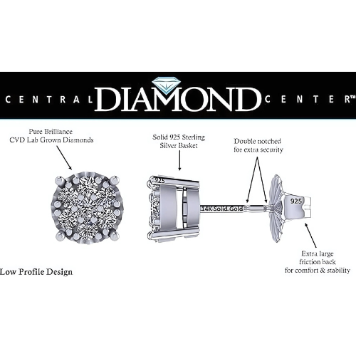 CVD lab grown diamond studs, 9 diamonds