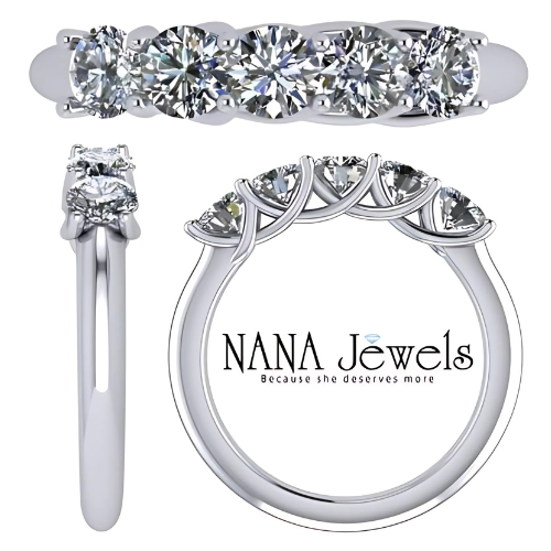 Model's hand wearing a 1.00ctw Lucita simulated diamond ring.