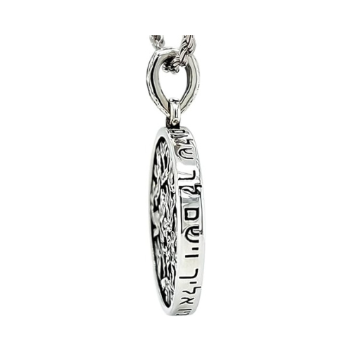 Central Diamond Center Star of David Am Israel Chai-Choice Lion or Shema Israel Preyer Necklace/Pendant