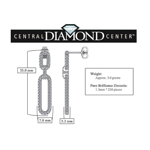 Double Oval Dangle Earrings in Solid 925 Sterling Silver & Pure Brilliance Zirconia – White, Yellow, Rose