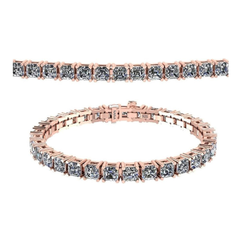 Nana Jewels Pure Brilliance Zirconia Asscher Cut Tennis Bracelet, 7" Or 8" In Gold Plated Sterling Silver, 13.00Ctw-53.00Ctw