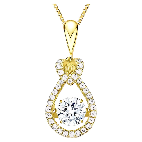 Pure Brilliance Zirconia heart and pear dancing necklace.