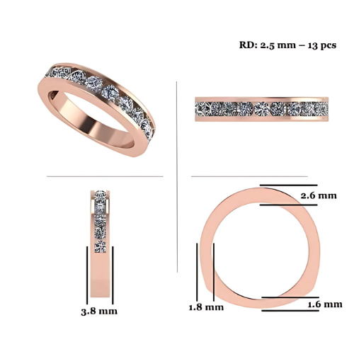 Anniversary Band Ring Channel Set w/ 0.75ctw Pure Brilliance Zirconia in Silver, 10K, or 14K Gold