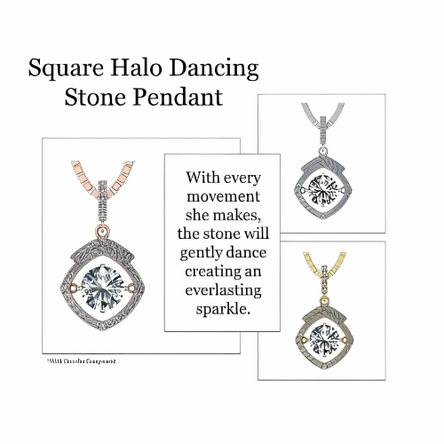 Model wearing Square Halo Dancing Necklace & Earrings.