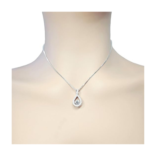 Twisted Pear Dancing Gemstone Necklace in 925 Sterling Silver w/ Pure Brilliance Zirconia CZ