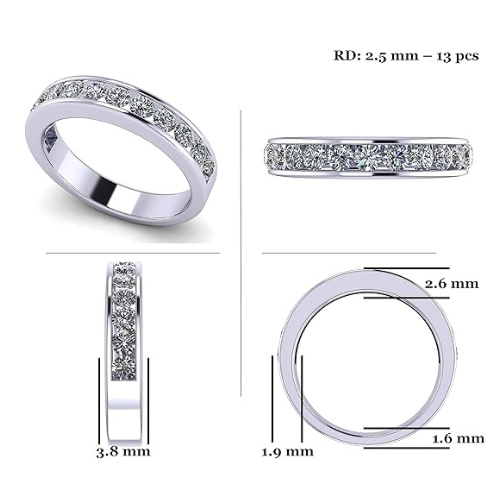 Anniversary Band Ring Channel Set w/ 0.75ctw Pure Brilliance Zirconia in Silver, 10K, or 14K Gold
