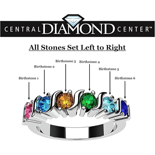 Close-up of 14K Gold S-Bar Mothers Ring with multiple stones.