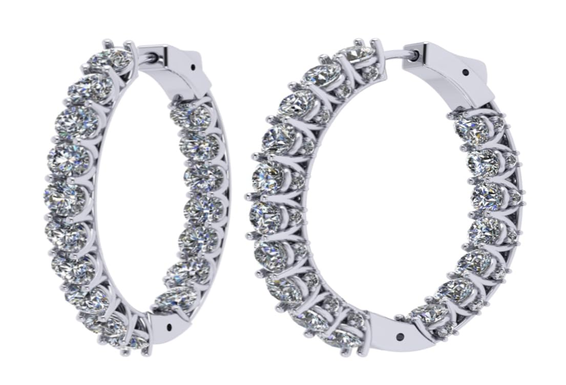 Central Diamond Center Zsa Zsa Oval or Round Hoop Earrings Solid 925 Sterling Silver w/Pure Brilliance Zirconia, Simulated Diamond Hoops