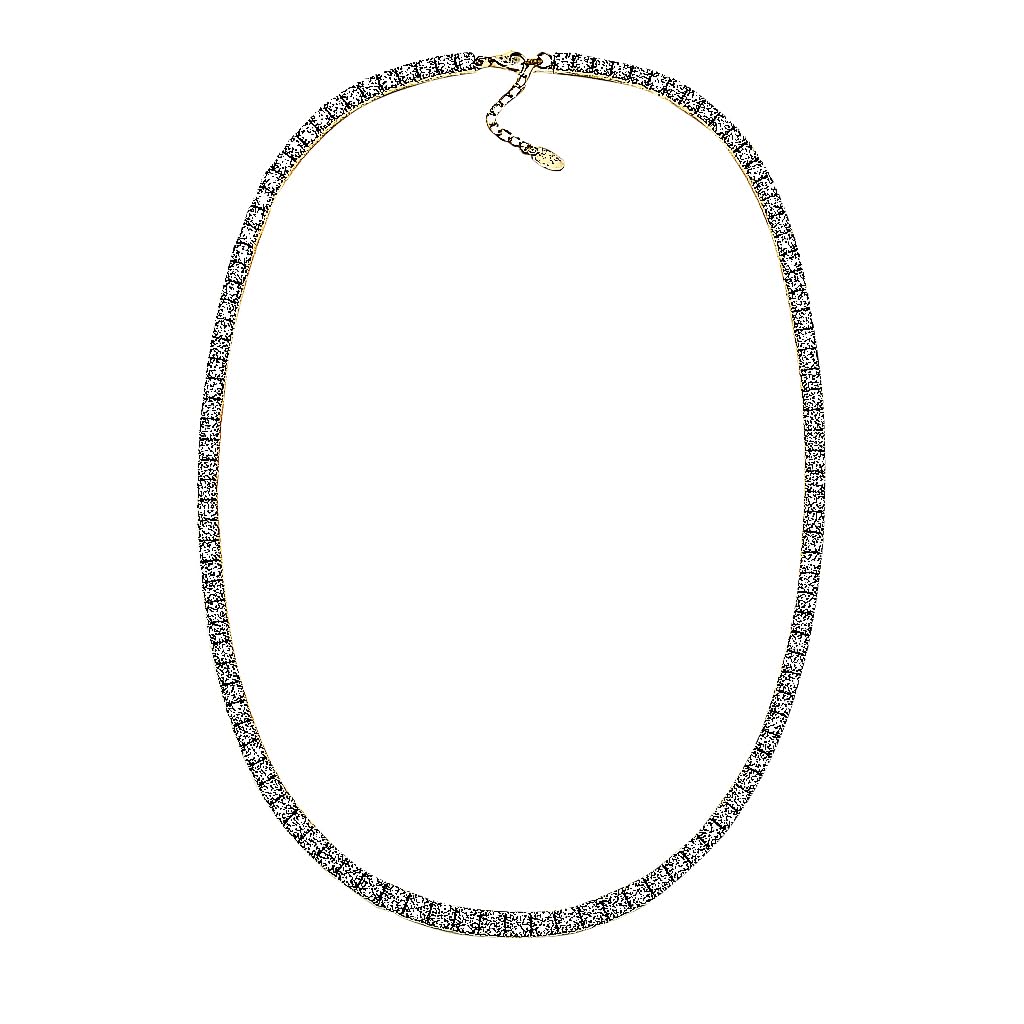 Central Diamond Center Sterling Silver & Graduated CZ 3 or 4 prongs Tennis Necklace, 18", White, Yellow or Rose Gold Plated