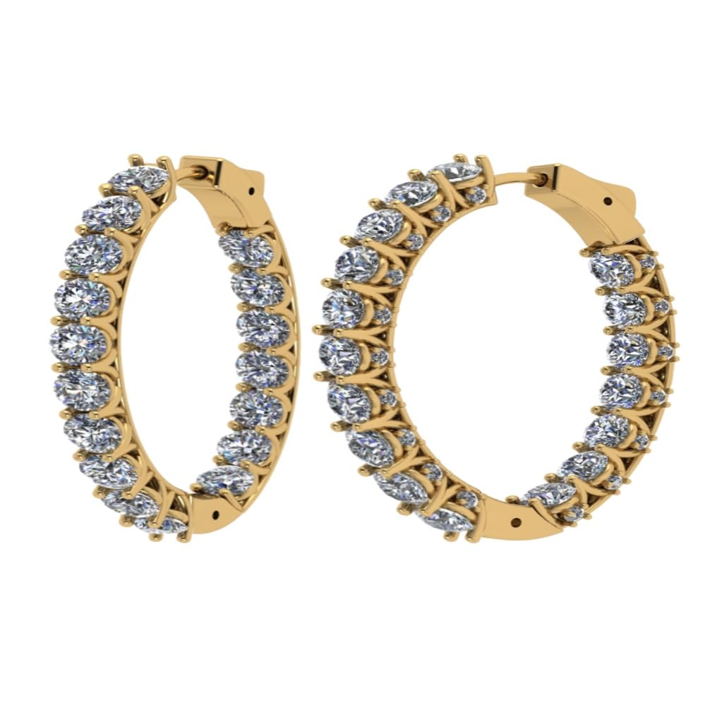 Central Diamond Center Zsa Zsa Oval or Round Hoop Earrings Solid 925 Sterling Silver w/Pure Brilliance Zirconia, Simulated Diamond Hoops