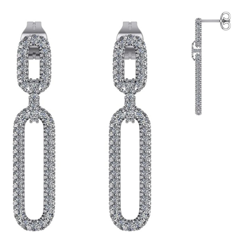 Double Oval Dangle Earrings in solid sterling silver.