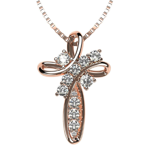 925 sterling silver cross necklace with CZ birthstones.