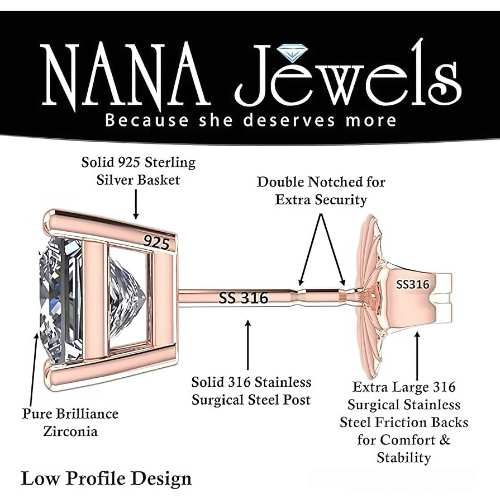 Silver stud earrings with a 4.00ct princess cut.